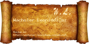 Wachsler Leonidász névjegykártya